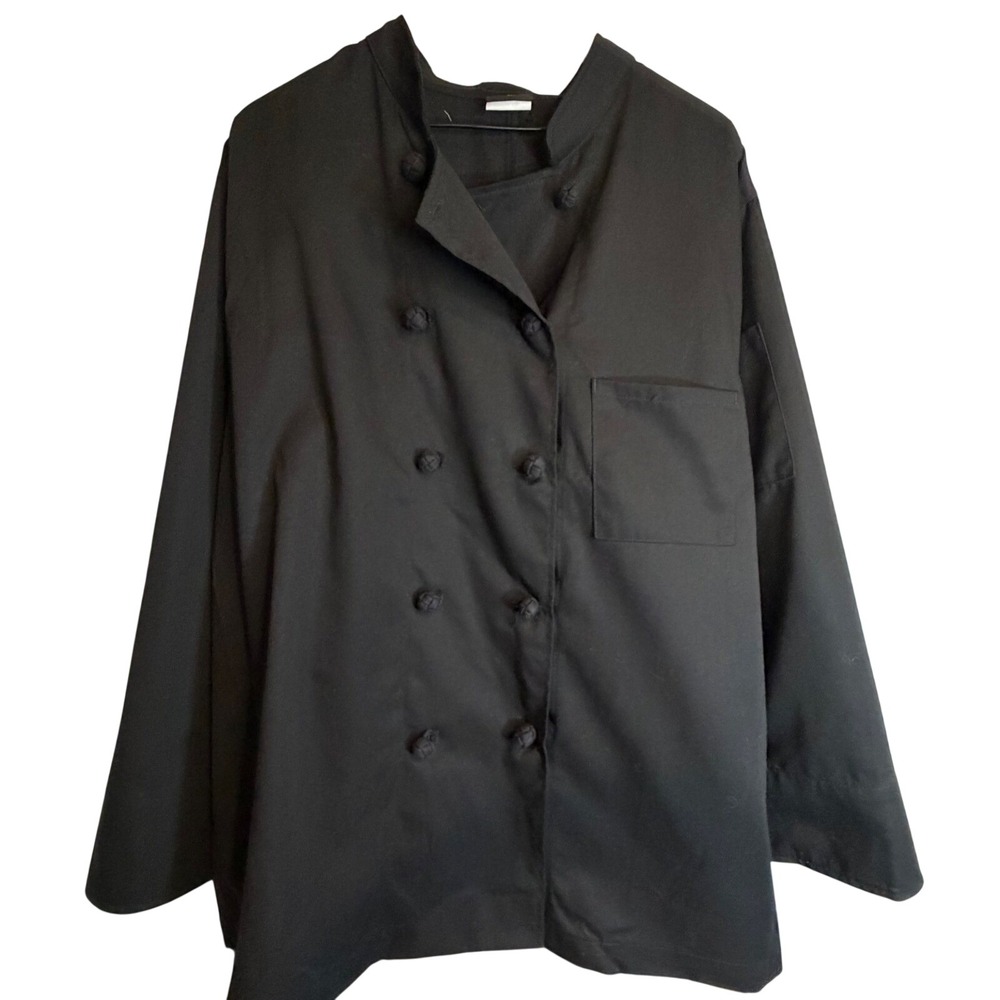 Dickies Chef Coat & Hat Set Mens XL Black Long Sleeve Double Breasted 0232